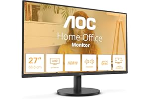 AOC U27B3A - 27 Inch UHD 4K, 60Hz, IPS, 4ms, HDR10, 3 side Frameless, Speakers, LowBlue Light, FlickerFree (3840 x 2160,350 cd/m2, HDMI 2.0 / DP 1.4)