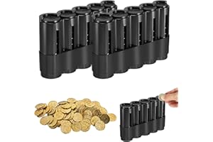 VCSJW 2 Stück Münzspender Münzen,Eur Münzbox Schwarz Kleingeld Aufbewahrung 5 Stückelungen,Münzen Aufbewahrung,Professioneller Münzspender,Eisenhaltig Euro Münzsortierer,Fürtaxis,Busse,Restaurant,Verkäufer
