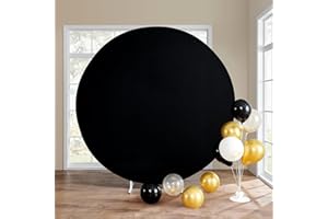 NSSONBEN Czarne okrągłe tło do okrągłego stojaka o średnicy 2 m, nie gniecie się, na wesela, urodziny, imprezę, Boże Narodzenie, Nowy Rok, tło do zdjęć (bez stojaka)