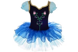 Lito Angels Robe de Ballet Princesse Anna pour Enfant Fille, Costume de Tutu Danse Ballerine, Justaucorps avec Jupe, Bleu