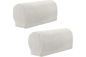 YancLife Armrest Chair Covers, Set of 2 Stretch Armchair Covers for Arms，Spandex Polyester Sofa Arm Caps Non Slip Armrest Covers Chairs Armchairs Couches Recliner for Furniture Protector(ivory White)