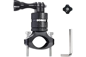 Homeet Uchwyt rowerowy uchwyt na kamerę sportową, uchwycie solidny z adapterem akcesorium do kamerę sportową SJCAM Garmin Virb XE DBPOWER QUMOX Akaso do kierownicy 20 mm-35 mm (czarny)