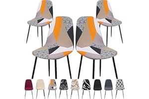 SearchI Dining Chair Covers 4 Pieces, Stretch Scandinavian Chair Slipcovers Shell Side Armless Chair Covers for Kitchen, Dining, Bedroom,Living Room Side Chairs,Orange