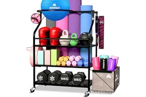 Amonax Stojak na hantle do przechowywania w domu, stojak na hantle, stojak na hantle, stojak na matę do jogi, stojak na sztangę, pasek oporowy, wałek piankowy, akcesoria fitness, organizer, sprzęt
