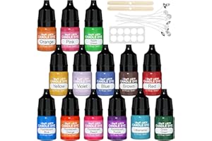 HOMY ARTY Colorant Bougie – 14 Couleurs, Liquide Colorant pour Bougie Naturelle, Très Concentré, À Base D'huile, Colorant de Bougie pour La Cire de Soja, Fabrication de Bougies - 5 ml Chacun