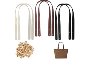 Towviy 6 Stück Taschenhenkel PU Taschengriffe Leder Schultergurte 60 cm*2 cm Ersatz Handtasche Zubehör Taschenriemen mit Nieten für Einkaufstasche Shopper Tote(3 Farbe)
