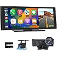 Eonon 2024 Newest Portable Car Stereo,9.33" IPS TouchscreenCarPlay Android Auto MirrorLink Car Stereo 4K Dashcam 1080p Backup Camera Split-screen DVR Bluetooth AUX Out Type-C Power DC7V -32V P4