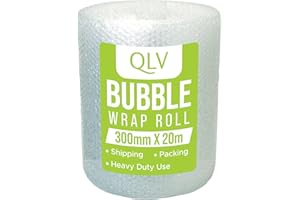QLV Bubble Wrap Roll 300mm x 20m | Small Air Bubble Wrap for Moving & Packaging | Premium Quality | Made in UK