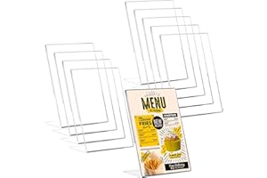 ZOFUN 10 Stück Aufsteller A4, Tischaufsteller A4 Acryl ständer A4, Schräg Tischaufsteller a4 Werbeständer/L-Ständer,Transparent Din A4 Aufsteller für Fotos, Cafés, Restaurants, Ausstellungen, Büros