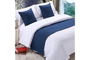 QRGMKL Corredor de Cama Premium para pie de Cama, Bufanda de Cama de Color sólido Colcha de Lino de algodón decoración del hogar Protector de Cama de Dormitorio-Dark Blue||210X50cm for 1.5m Bed