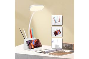 ‎OWWASD owwasd LED Desk Lamp, LED Table Lamp, 3 Colours and 8 Brightness Levels, Dimmable, Rechargeable Bedside Lamp, Reading Lamp, Ideal for Readers, Working