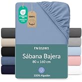 Twinzen Jersey Fitted Sheet Cotton 80x160 Light Blue Height 15 cm | Soft to the touch &middot; Breathable &middot; Secure fit &middot; Washable at