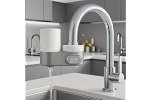 SUFAPRE Wasserhahn Wasserreiniger, 5-Stufiger Trinkwasser Filtersystem, Langlebiger Wasserhahnfilter Reduziert Chlor, Blei, Fluorid und Mehr-Passt auf Standard Wasserhahn (1 Filter Enthalten)