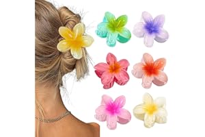 YIBINGKEA Lot de 6 pinces à cheveux en forme de fleur pour femme, jolie pince à cheveux hawaïenne, accessoires de cheveux hawaïens pour cheveux épais, cadeaux pour femmes, adolescentes et filles