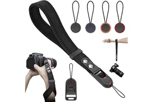 SoundZero Poignée de La Dragonne,Sangle De Poignet à Dégagement Rapide Pour For Appareil Photo, Sangle de Poignet pour DSLR,Sangle de Poignet pour Appareil Photo en Néoprène, 40 cm (avec corde queue)