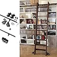 FJHGJ Sliding Barn Door Hardware Kit 3.3ft-20ft, Retractable Rolling Ladder Hardware Library Sliding Ladder Hardware Kit(No Ladder)，Round Tube Mobile Ladder Track for Library/Loft/Home/Indoor