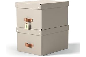 Leitz Puro, Set di 2 Scatole portaoggetti medie con Coperchio, Resistenti, Impilabili, Compatibili con mobili a Cubo e Ripiani, per Casa e Ufficio, Capacità di 17 litri, 27 x 37 x 20 cm, Tortora