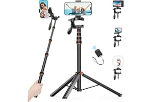 Statyw Selfie Stick,Ufanore 63.5" odłączany statyw do telefonu komórkowego z obrotową głowicą obrotową 360 °,statyw monopod podróżny z mocowaniem Gopro do iPhone/Android/Huawei/SRL