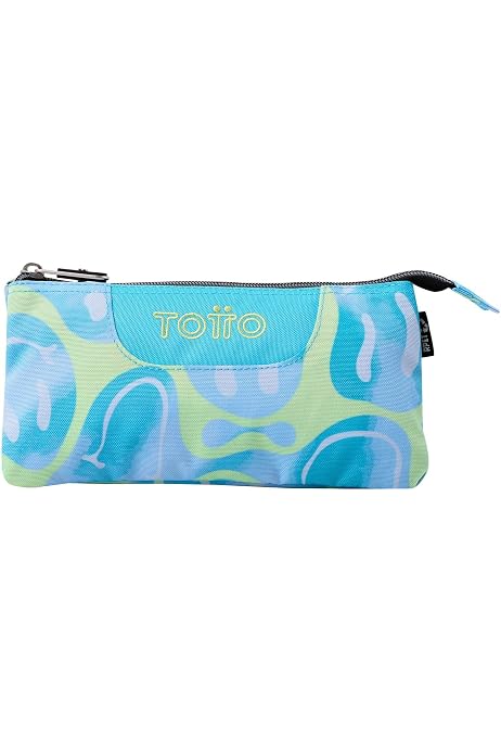 Estuche Escolar TOTTO Agapec - 3 Compartimentos, Diseño Corazones Azules