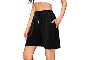 Litherday Short de Sport Femme Été – Bermuda Coton Doux avec Poches, Respirant pour Jogging, Running, Fitness