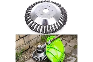 ZEYOU 8'' Brosse de Débroussailleuse à Gazon,Brosse à Mauvaise Herbes,200x25,4mm Brosse à Désherber Ronde pour éliminer Les Mauvaises Herbes,Tête Brosse Désherbage pour Outils de Pelouse Jardin Agriculture