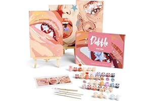 Dabble Premium Set Malen nach Zahlen für Erwachsene - 3 Stück - Mit Zubehör: Leinwand, Rahmen, Acryl-Farben, Pinsel, Blumen, Pflanzen - Star Girl