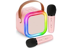 POPTREND Karaoke Machine for Kids Adults, Mini Wireless Karaoke Microphone Portable Bluetooth Speaker Player with Sponge Covers Gifts Toys for Girls 4, 5, 6, 7, 8, 9, 10 +Year Old Birthday Home Party (Pink)