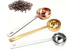 BULL TIGER PRESTIGE 3 Pezzi Cucchiai Dosatori per Caffè, 15ml Misurino Proteine Misurino Dosatore Misurino Pressa Caffe in Acciaio Inox Cucchiai Dosatori Caffè Manico Lungo per Misurazione Latte Polvere Caffè e Chicchi
