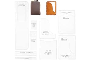 WADORN 2 Sets Portefeuille Acrylique Gabarit, 9 pièces Porte-Carte Clair Acrylique Modèle Cuir Motif Modèle Pochoir pour Cartes Sacs Cuir Artisanat Moule Quilting Couture Outil