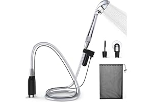 Stouchi - Set doccia da campeggio con pompa, batteria da campeggio, doccia, 2 m, tubo doccia regolabile, per giardino, spiaggia, campeggio, viaggi, lavaggio auto