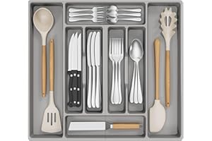Lifewit Portaposate, 516 x 420 mm, inserto portaposate per cassetto da 60, porta utensili da cucina rimovibile, in plastica, portaposate per cassetti, organizer da cucina per cucchiaio/coltello