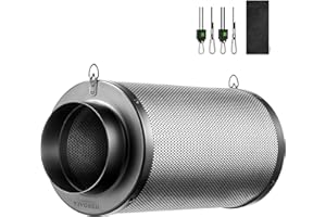 VIVOSUN Aktivkohlefilter 100mm Aktivkohlefilter Grow AKF Kohlefilter Geruchskontrolle mit Australischer Aktivkohle inkl. Vorfilter für Rohrventilator Growzelt Growbox Indoor