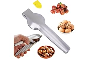 MAY HUANG Klip do kasztanów, stalowy nóż do kasztanów, szczypce do kasztanów, klips do kasztanów, wielofunkcyjny otwieracz do sierści kasztany ze stali nierdzewnej kasztany dziadek do orzechów (srebrny)