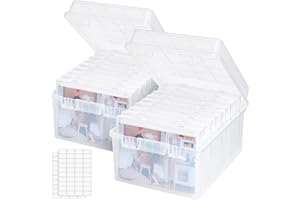 Lifewit Foto Aufbewahrungsbox mit 9 PCS innere Fotohalter, 13x18cm 5R, Foto Organizer Box aus Kunststoff für Karten Bilder Stempel Bürobedarf, Samenaufbewahrung mit Etikettensticker, Klar, 2 Stück