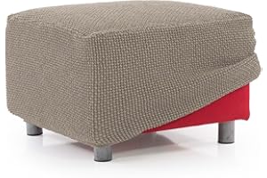 FAVERTI® Funda Puff Súper Elástica NOVELE | Funda Reposapiés Cuadrado 60-90 cm | Lino | Protector Jacquard Tacto Algodón