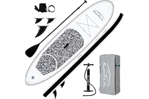 ‎FUNWATER FunWater Aufblasbares Stand Up Paddle Board Surfbrett SUP Komplettes Paddleboard Zubehör Verstellbares Paddel, Pumpe, Reiserucksack, Leine, wasserdichte Tasche, Erwachsene Paddelboard