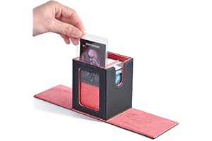ZLCA MTG Deck Box with Commander Display, Magnetic Trading Card Box for 100+ Sleeves Cards, Premium Card Storage Box with 2 Card Separators, 1 Toploader Compatible with Trading Cards (Grey & Pink)