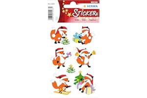 ‎HERMA HERMA 15263 Weihnachtssticker, Weihnachtsfuchs (18 Aufkleber, Papier, matt) selbstklebende Weihnachtsdeko, permanent haftende Etiketten für Weihnachten, Geschenke, Basteln, Adventskalender, bunt