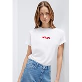 Kırmızı Miav Baskılı Beyaz Tiş&ouml;rt Regular Fit/Normal Kesim 1610622-86417