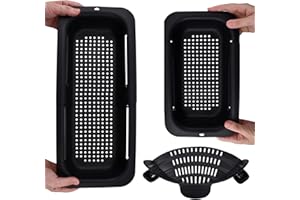 KKMOL Sitko kuchenne wysuwane (34-47 cm) – sitko do zlewu z sitkiem do makaronu, zestaw sitkowy do zlewozmywaka, sitko do ociekania, sitko do zlewu kuchennego, gadżety kuchenne do makaronu, warzyw, owoców