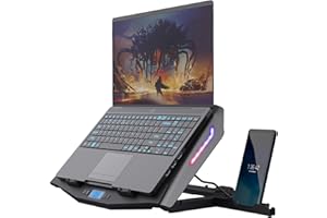 Trust Gaming GXT 1127 Yoozy Base de Refrigeración para Portátiles 17,3" con Soporte para Teléfono, Pantalla LCD, 2 Ventiladores, Modo Silencioso/Rendimiento, Ventilador para Lenovo, HP, ASUS