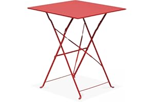 Oviala Table de Jardin Pliante bistrot en Acier Rouge