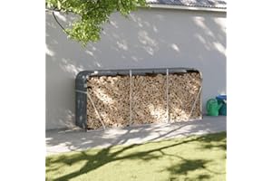 Vopese Log Holder Anthracite 234x45x100 cm Galvanised Steel, Firewood Log Rack, Firewood Storage Rack Shelf, Log Store Holder for Outdoor or Indoor Wood Stand