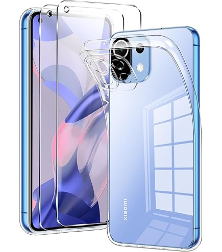 Cover Trasparente Per Xiaomi Mi 11 Lite 5G/4G: Custodia Morbida TPU Ultrasottile Con Pellicola Protettiva Inclusa - 3