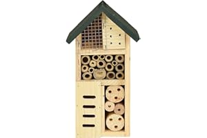 ALBERT AUSTIN Insect Hotel Wooden Insect Bug Hotel House Handcrafted Natural Wood Eco-Sustainable Weather Resistant Bees Butterflies Ladybugs Hanging Nesting Habitat Decorate Garden Gift (1 STOREY)