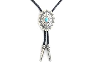 LAXPICOL Vintage Turquoise Stone Bolo Tie For Men Western Cowboy Oval Cool Retro Bola Tie Necktie For Men