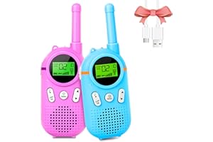 NICEWIN Walkie Talkie Kinder für 3-12 Jahre alte Kinder,Wiederaufladbar Funkgerät Kinder Spielzeug mit 8 Kanäle, LED Taschenlampe, VOX Funktion, 3 Meilen Reichweite für Abenteuer (Violettrot+Blau)