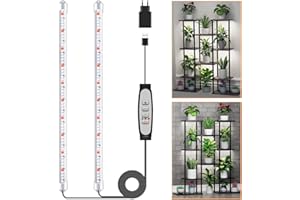 NIELLO 2 Barras de Luz para Cultivo de Plantas, Lámpara de Luz Solar de Espectro Completo con Temporizador 6/12/18H, 5 Niveles Regulables para Suculentas, Estante para Plantas, Bajo Armario