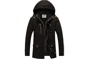 WenVen Chaquetas de Abrigo con Capucha para Hombre Parka Cálida de Invierno Rompevientos Abrigos de Algodón Chaqueta al Aire Libre de Estilo Militar Hombre