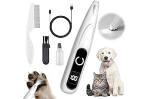 CORPOWER Cortapelos para Perros, Cortadora de Pelo para Mascotas Bajo Nivel de Ruido, Luz LED, Recargable por USB, Maquina Cortar Pelo Perros, para Patas, Ojos, Orejas, Cara, Piernas, Cuerpo
